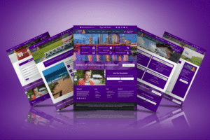 Tampa Bay real estate website design in purple showing home valuation tools, buyer and seller pages and vendor directory by Ali Dev Solutions